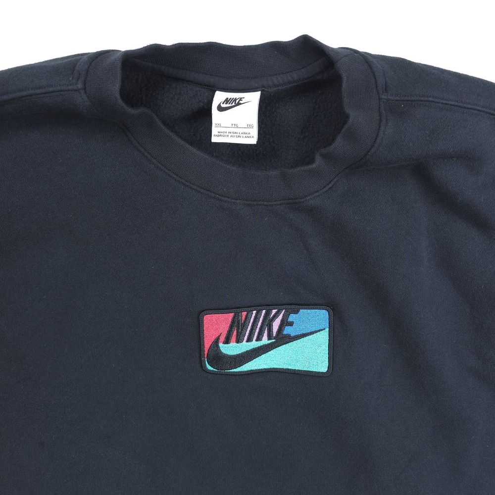 Nike Sweatshirt Mens 2XL Black Fleece Pullover Retro Graphic Gradient Logo Y2K